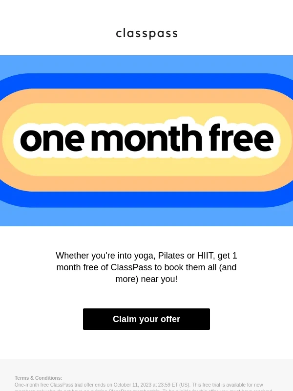 ClassPass - 1 MONTH FREE is inside ?