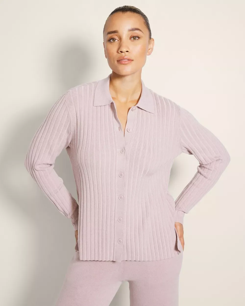 Women's Button-Up Sweater in Purple size XL   Soma - Women - Cloud Gray - XL