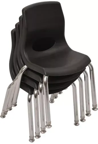 Angeles MyPosturePlus 10" Chair - Black with Chrome Legs - Set of 4