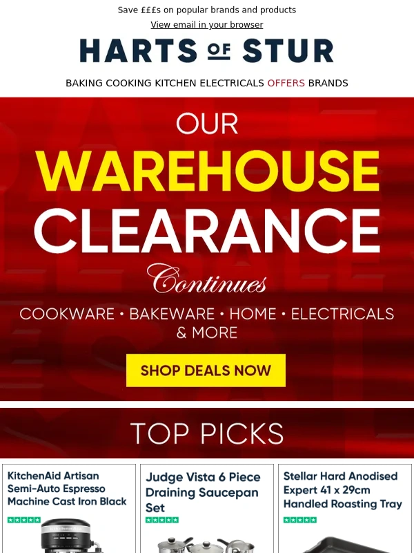 Harts of Stur - Our Warehouse Clearance continues