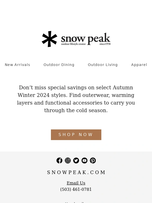 Snow Peak - Winter Apparel Sale Starts Now