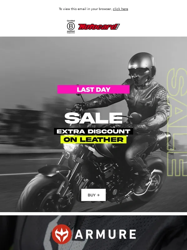 Motocard - Last day of EXTRA on leather items ?