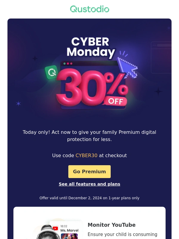 Qustodio - Today only! Get 30% off Premium ?