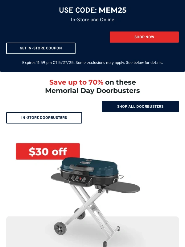 Camping World - Up to 70% off Memorial Day Doorbusters