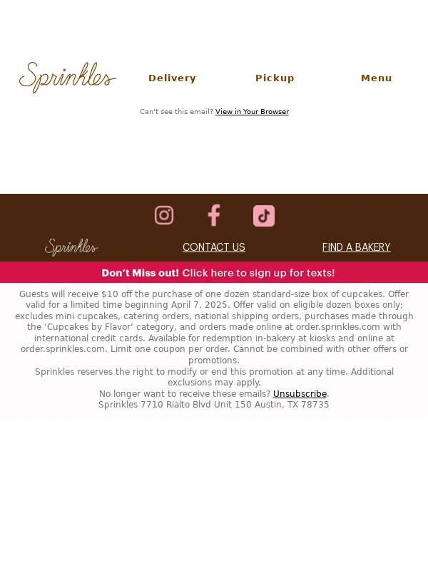 Sprinkles - Don’t miss out: Margarita cupcakes + gifts for every mom!