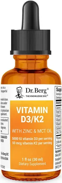Dr. Berg's Liquid Vitamin D3 & K2 Drops with Zinc & MCT Oil