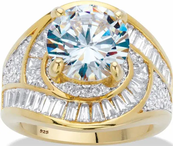 Palmbeach Jewelry Round Cubic Zirconia Halo Bypass Engagement Ring 8.81 TCW Sterling Silver Women's