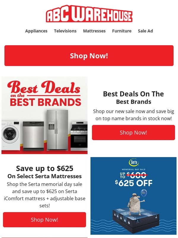 ABC Warehouse - ??Last chance to shop our extended clearance sale - up to 75% off ??