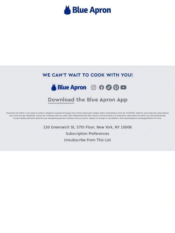 Blue Apron - Pizza night made easy + $180 OFF!