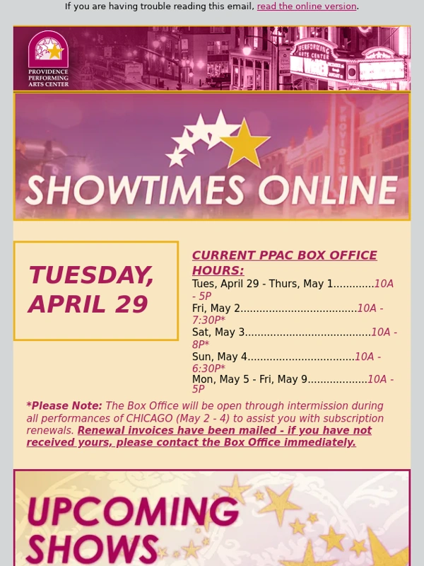 PPAC - Showtimes Online - 4/29/25