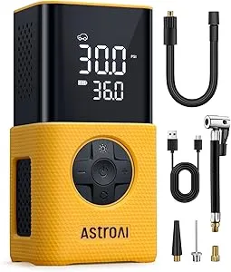 150 PSI AstroAI Tire Inflator L7S Portable Air Compressor Cordless Bike Pump with Digital Dual Values Display $19.99