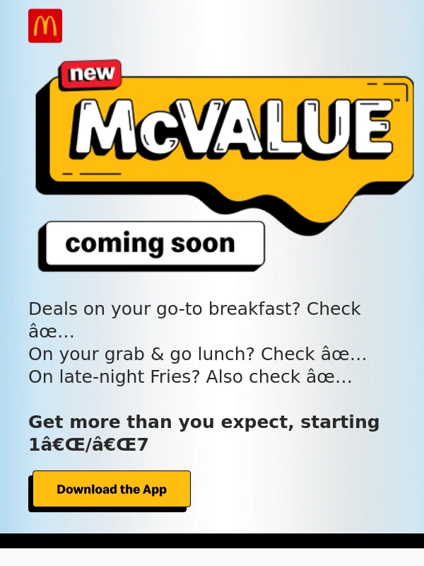 Mcdonalds - McValue™ is coming ?
