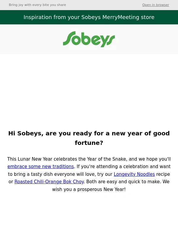 Sobeys - Welcome the New Year with good fortune and delicious dishes!