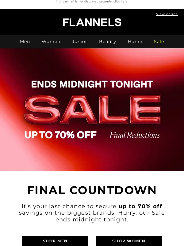 Flannels - Up to 70% off Sale | Ends in 4 HOURS