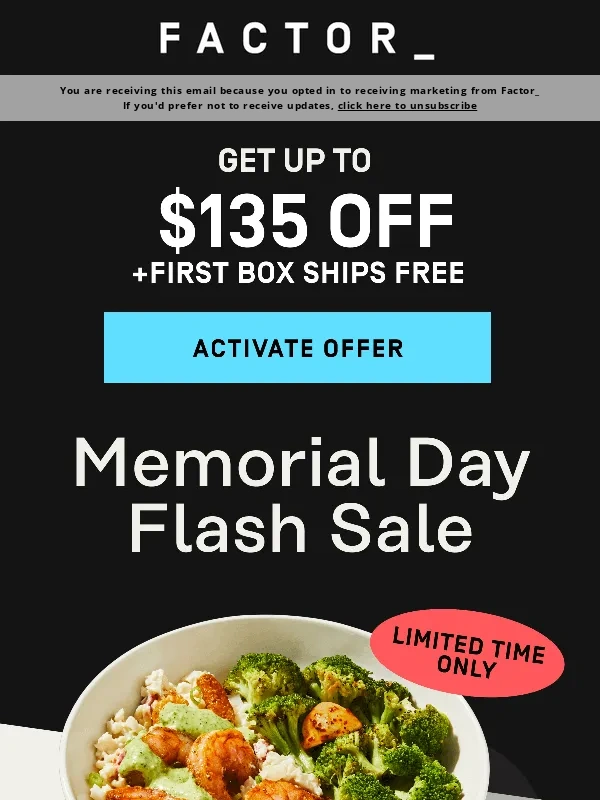 Factor75 - Limited Time Only: Memorial Day Sale