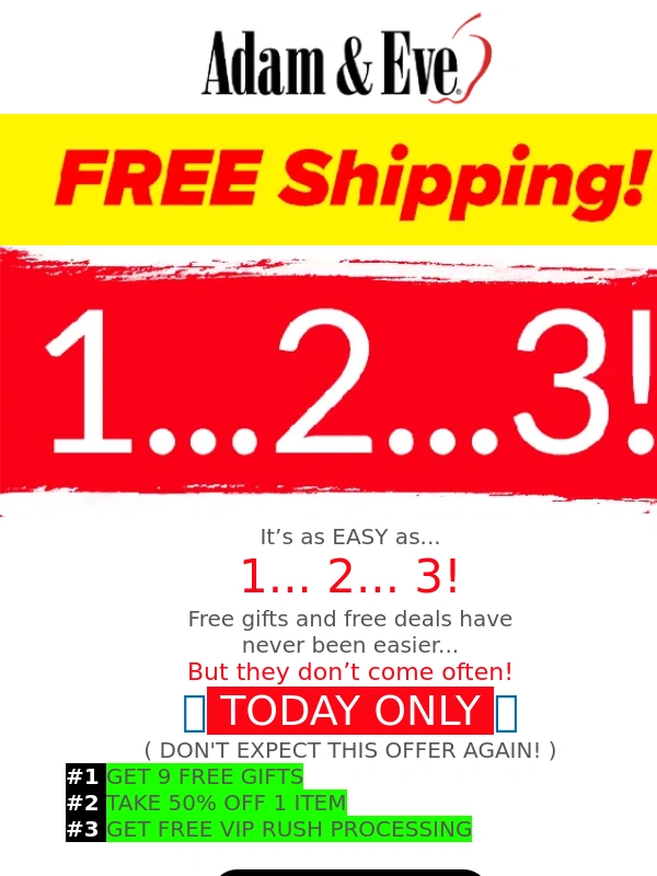 Adam & Eve - ? Today only & never again: 9 FREE gifts,50% off,Free Rush!