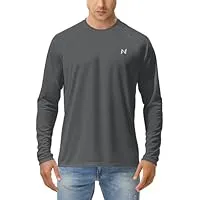Isnowood Sun Protection Shirts for Men, UPF 50+ Long Sleeve, UV Quick Dry Rash Guard Swim Shirt for Fishing Hiking Running Dark Grey
