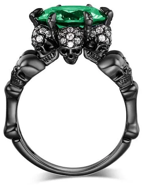 Jeulia Sterling Silver Four Skull Round Cut Skull Ring
