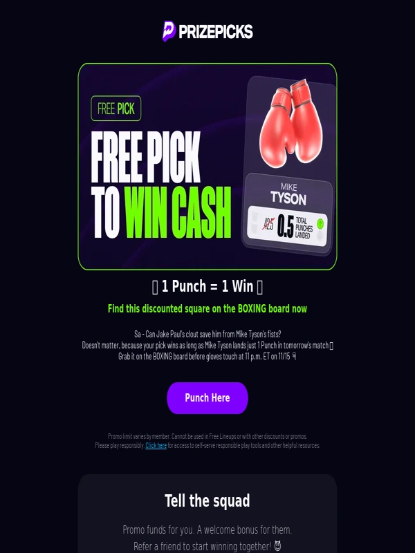PrizePicks - Mike Tyson Free Pick - LIVE now ?