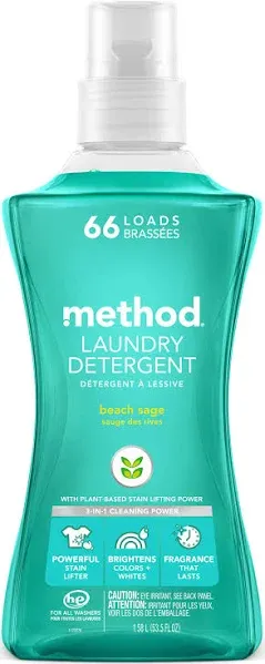 Method Concentrated Laundry Detergent Beach Sage 53.5 oz Bottle