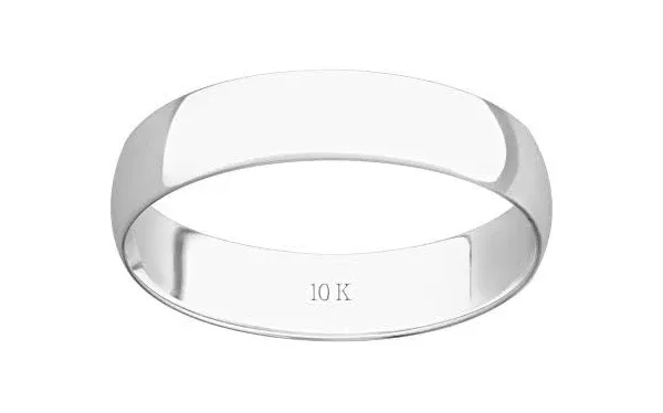 10K White Gold Lightweight Wedding Band for Men