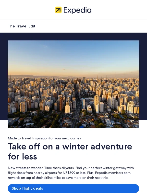Expedia - Take off with epic flight deals under NZ$399