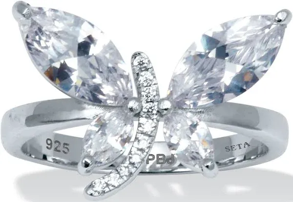 PalmBeach Jewelry Women's Sterling Silver Cubic Zirconia Dragonfly Ring