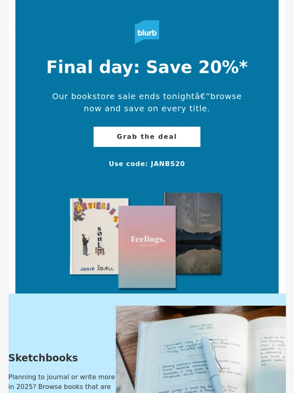 Blurb - Last day: Find your next read and save!