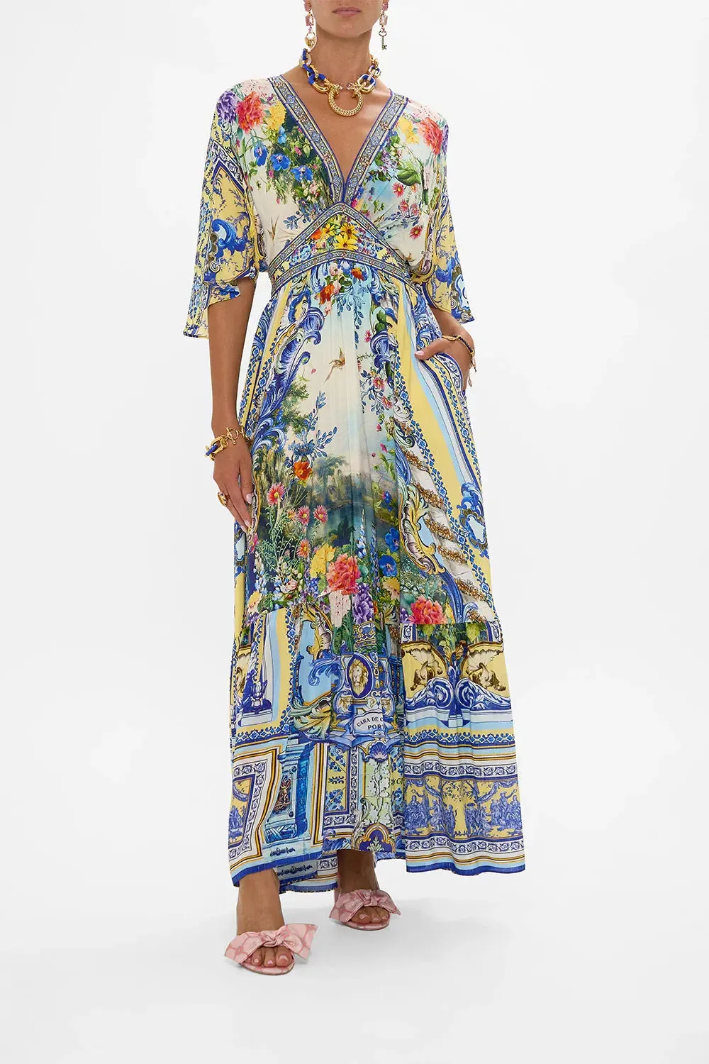 Waisted Dress with Hem Ruffle