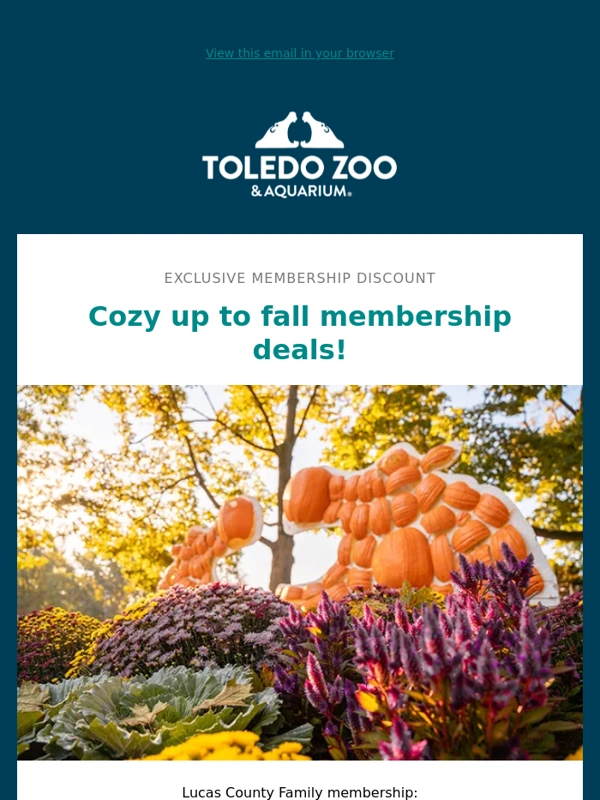 Toledo Zoo - Cozy up to fall membership deals