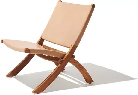 Industry West Folding Leather Lounge Camel Leather