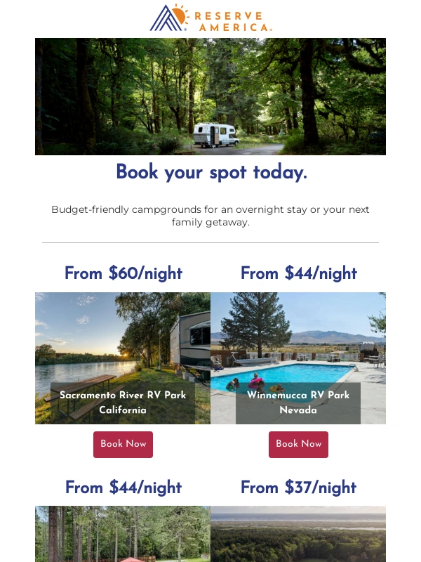 Reserve america - Campgrounds from $37/night