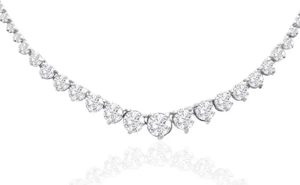 10 Carat Natural Diamond Tennis Necklace in 14K White Gold