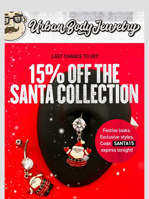 Urban Body Jewelry - The Santa Collection Ends Tonight—15% OFF