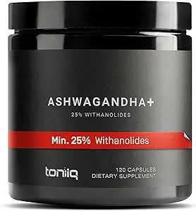 Toniiq 52,000mg 40x Concentrated Extract - 25% Withanolides - Ultra High Strength Ashwagandha Capsules - Wild Harvested in India - Highly Concentrated and Bioavailable Supplement- 120 Veggie Capsules