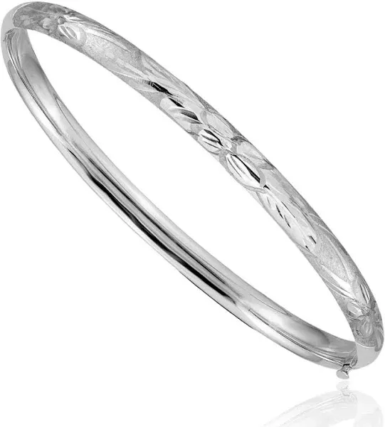 14K Solid Yellow Gold Florentine Bangle Bracelet