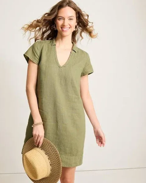 Tommy Bahama Women's Short Sleeve Two Palms Collared Linen Dress