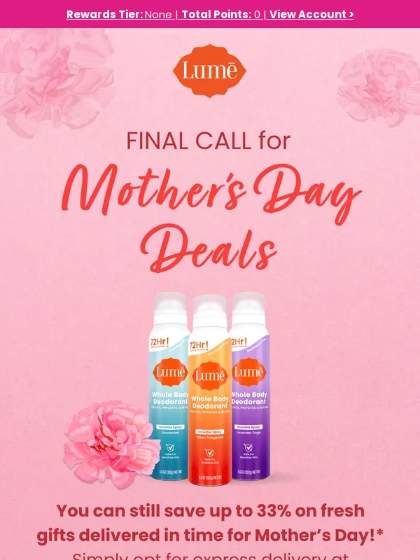 Lume Deodorant - Last day for express Mother’s Day shipping!