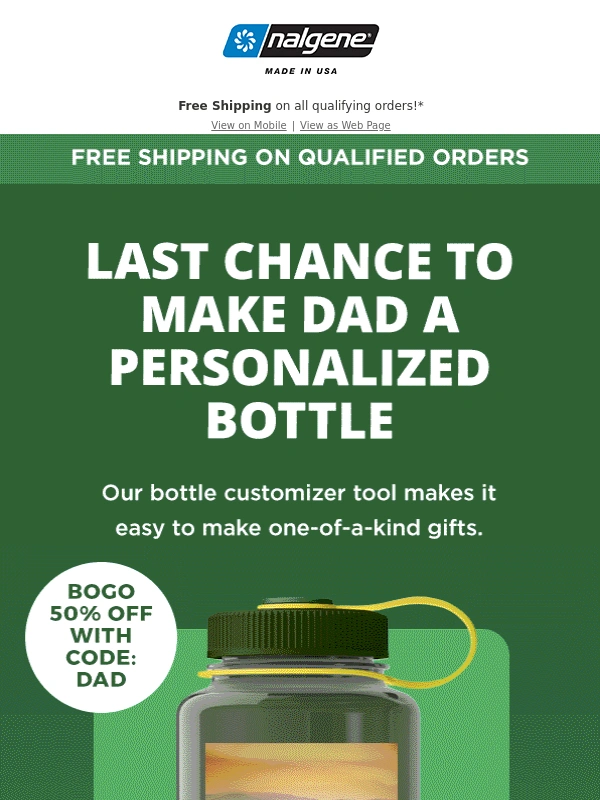 Nalgene - Last Chance To Make Dad A Personalized Gift