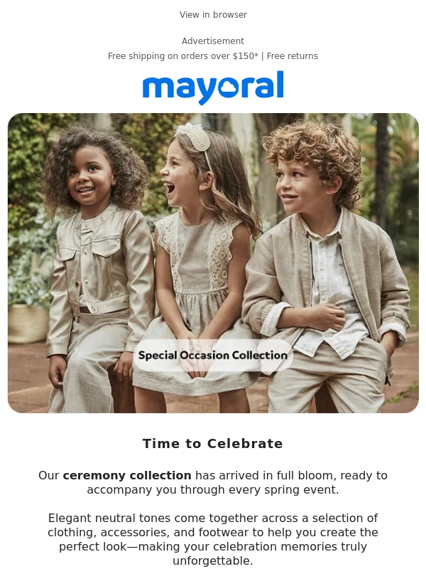 Mayoral - Unforgettable Celebrations ? | Ceremony Collection