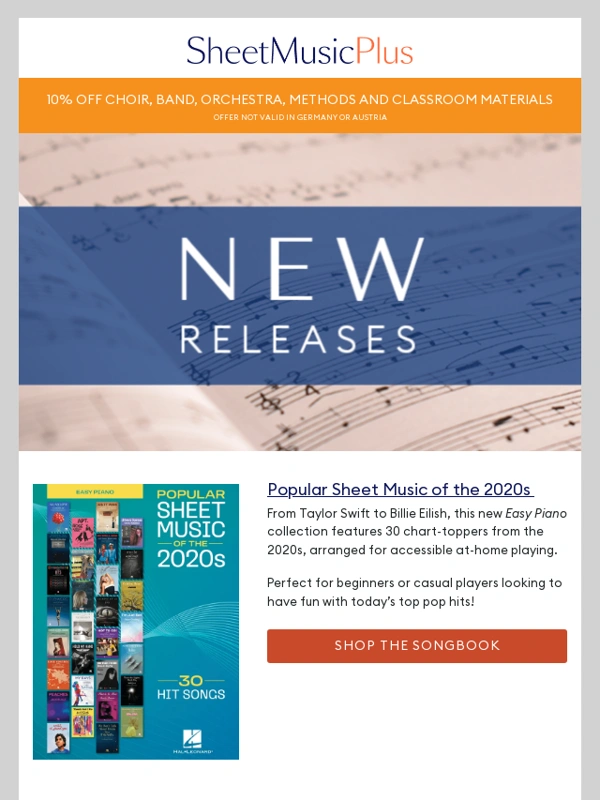 Sheet Music Plus - ? This week’s picks + 10% off essentials