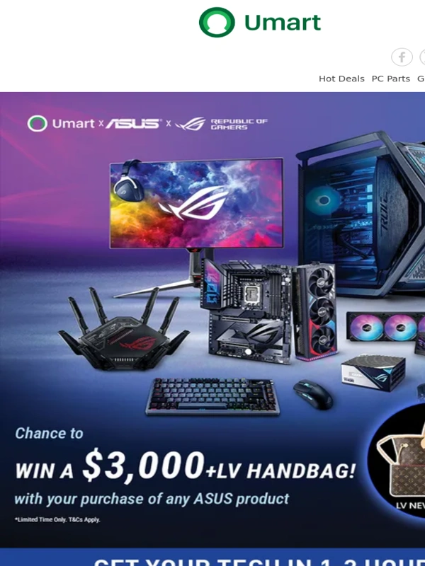 Umart - Your Chance to Win: $3,000+ Louis Vuitton Handbag with Any Asus Purchase!