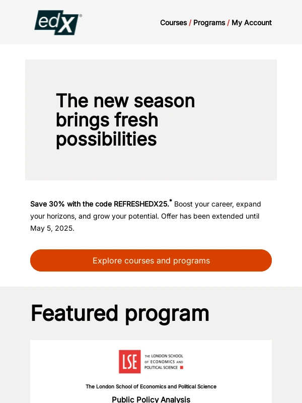 edX - Unlock you potential with 30% off select programs and courses