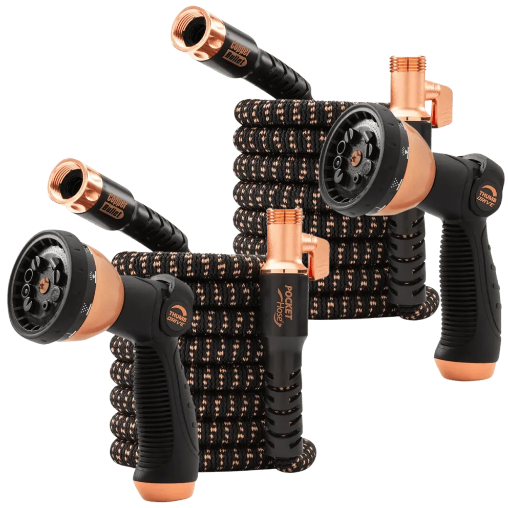 Two-Pack of Pocket Hose Copper Bullet with Sprayer