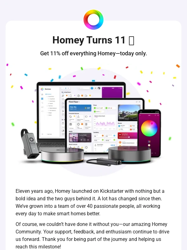 Homey - ? Homey turns 11! Enjoy 11% off—today only