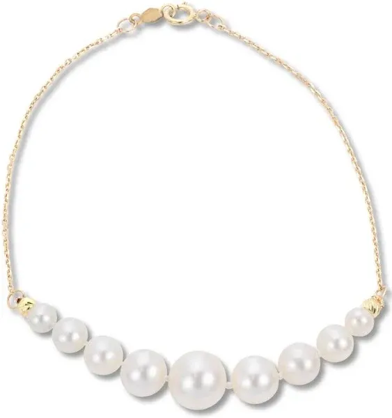 10K Yellow Gold Graduated Cultured Pearl Bracelet