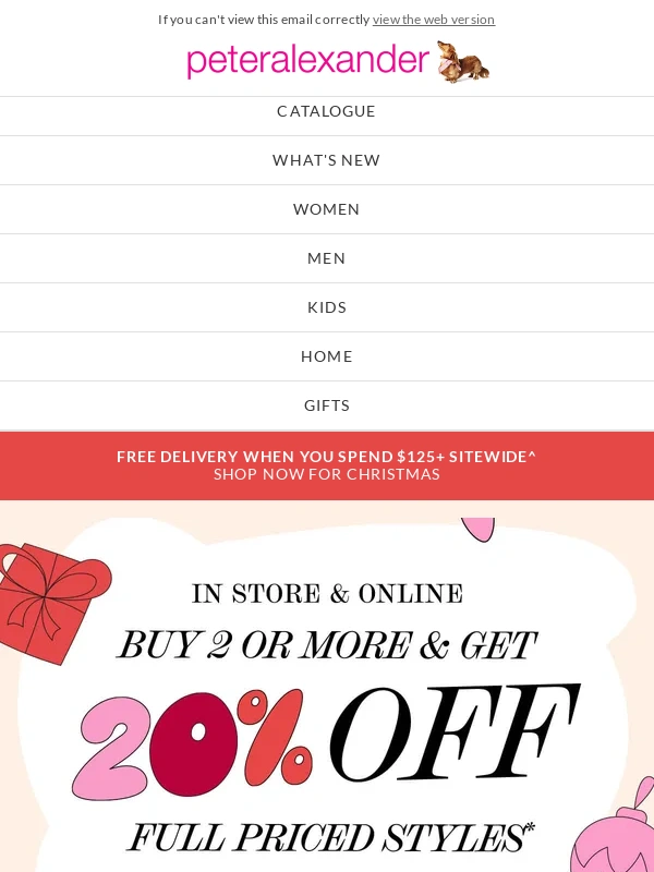 Peter Alexander - Get set to gift with Buy 2+,Get 20% Off Full Price