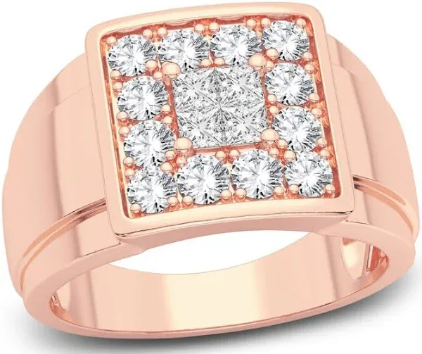 Jared 1-1/2 Ct tw Square-cut/ Round Diamond Ring in 14K Rose Gold