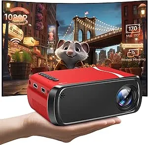 iTJQ 1080P Portable Projector Compatible with iOS/ Android, Laptop, TV Stick/ PS5, USB/HDMI/Type-C