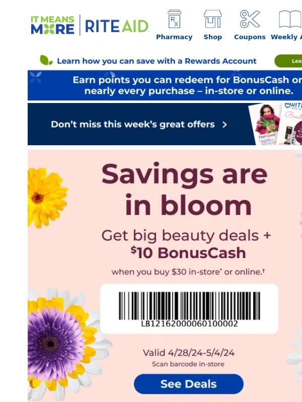Rite Aid - BonusCash is blooming